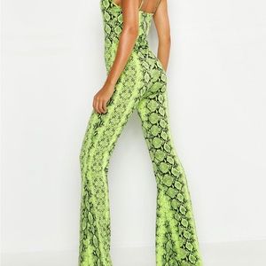 Boohoo Neon Snake Print Jumpsuit